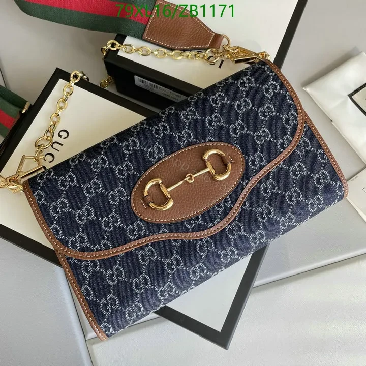 View 4 of Stylish Blue Denim Gucci Horsebit Shoulder Bag VL73QM – Limited Edition