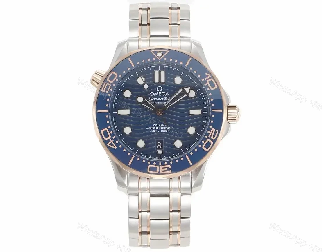 Omega Seamaster Planet Ocean 300m Co-Axial Master Chronometer 42mm Diver’s Watch Stainless Steel with Rose Gold Accents Blue Ceramic Bezel and Blue Dial — view 1