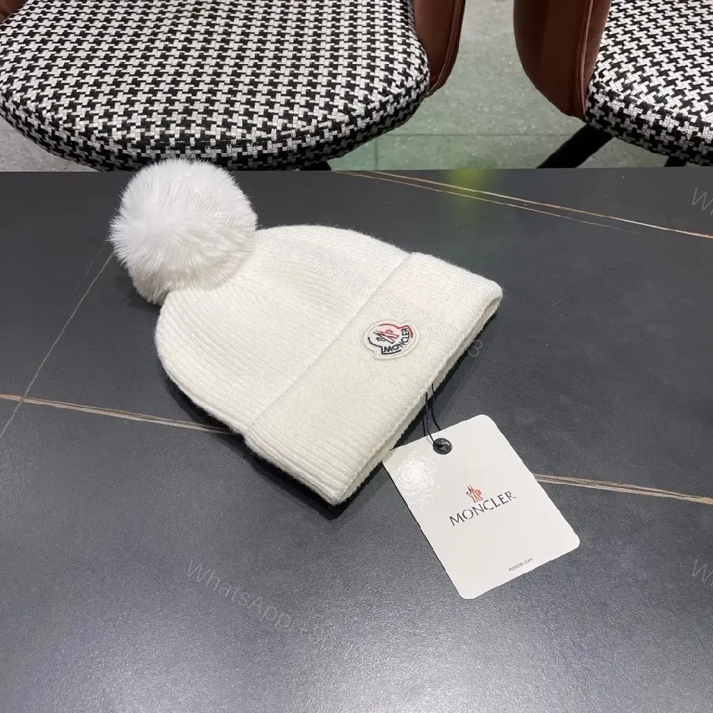 View 9 of White Knit Beanie with Pom Pom — Lux Warmth, Cozy Style