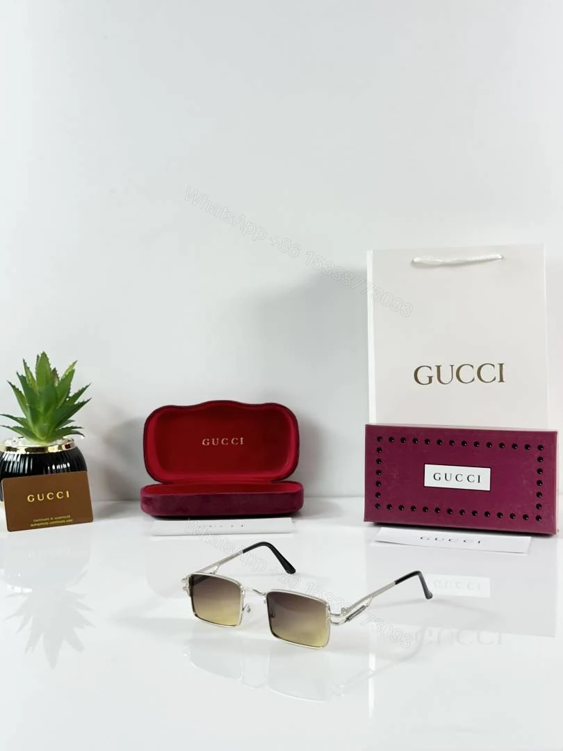 First Copy Gucci 9518 Silver Green Shaded Sunglasses — view 1