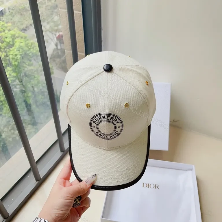 View 2 of Cream Burberry-Inspired Cap: Premium Cotton, Subtle Shine, Unisex