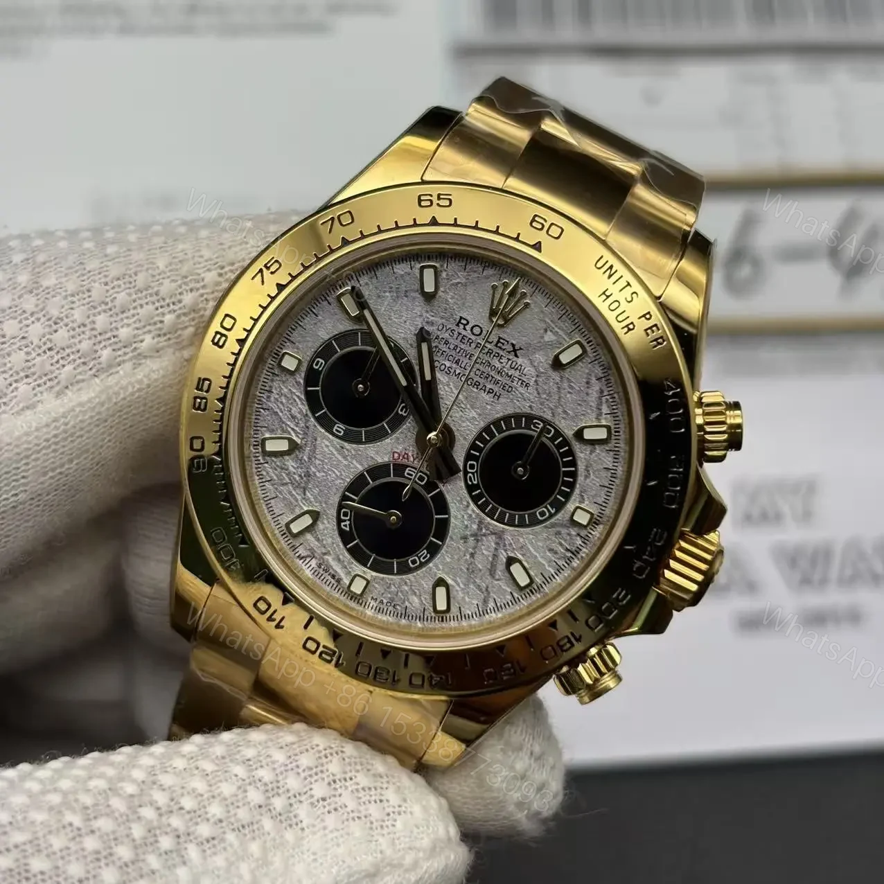 View 3 of Super Replica Rolex Cosmograph Daytona “Meteorite” 116508 Gold