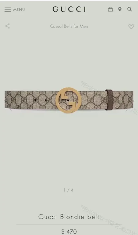 View 7 of Iconic GG Belt: Gold Buckle, Canvas, Luxury Style, Signature Detail, Belt