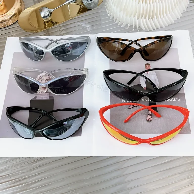 View 7 of Translucent White Balenciaga-Inspired Sunglasses with UV400 Lenses