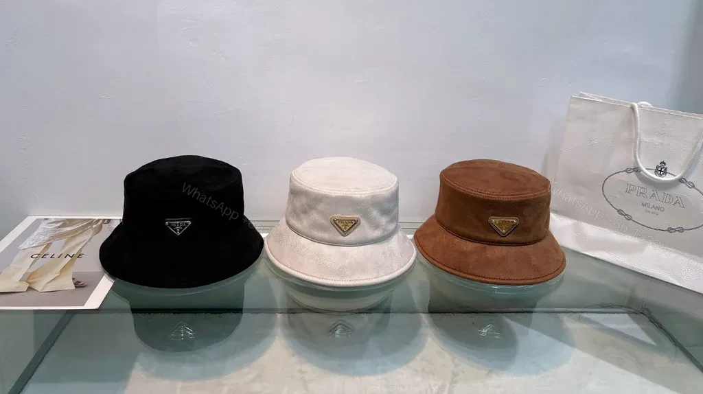View 7 of Mist Gray Soft-Edge Bucket Hat with Prada Accent, Lux Casual