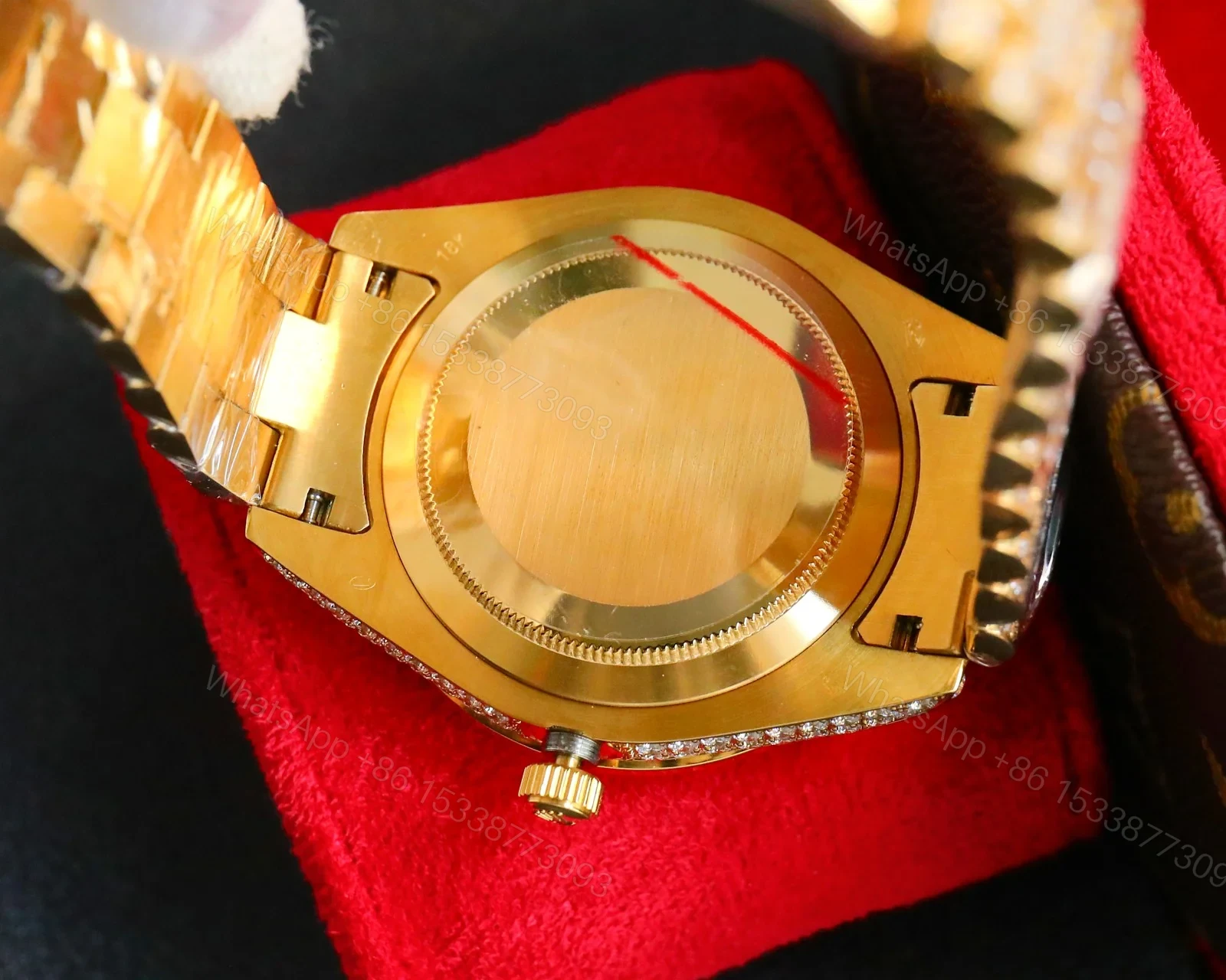 View 9 of Rolex Day-Date Gold Iced Replica 42MM Premium Full Gold Bracelet Diamond Dial Edition ROLEX-DD-GOLD-ICED-FULL-GOLD-DIA-42
