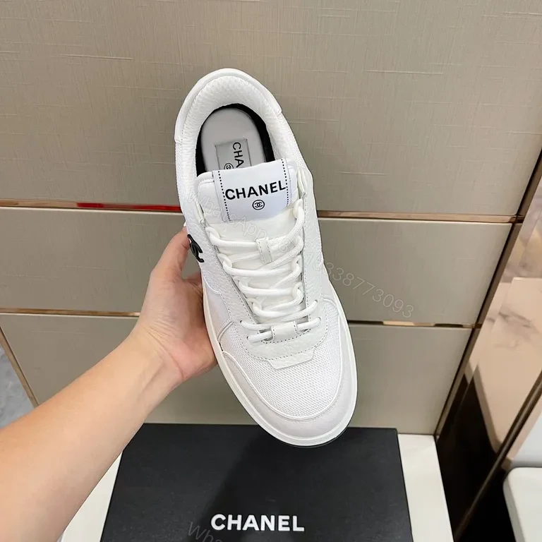 View 4 of White Chanel-Inspired Trainer, Luxe Minimal, All-Day Comfort