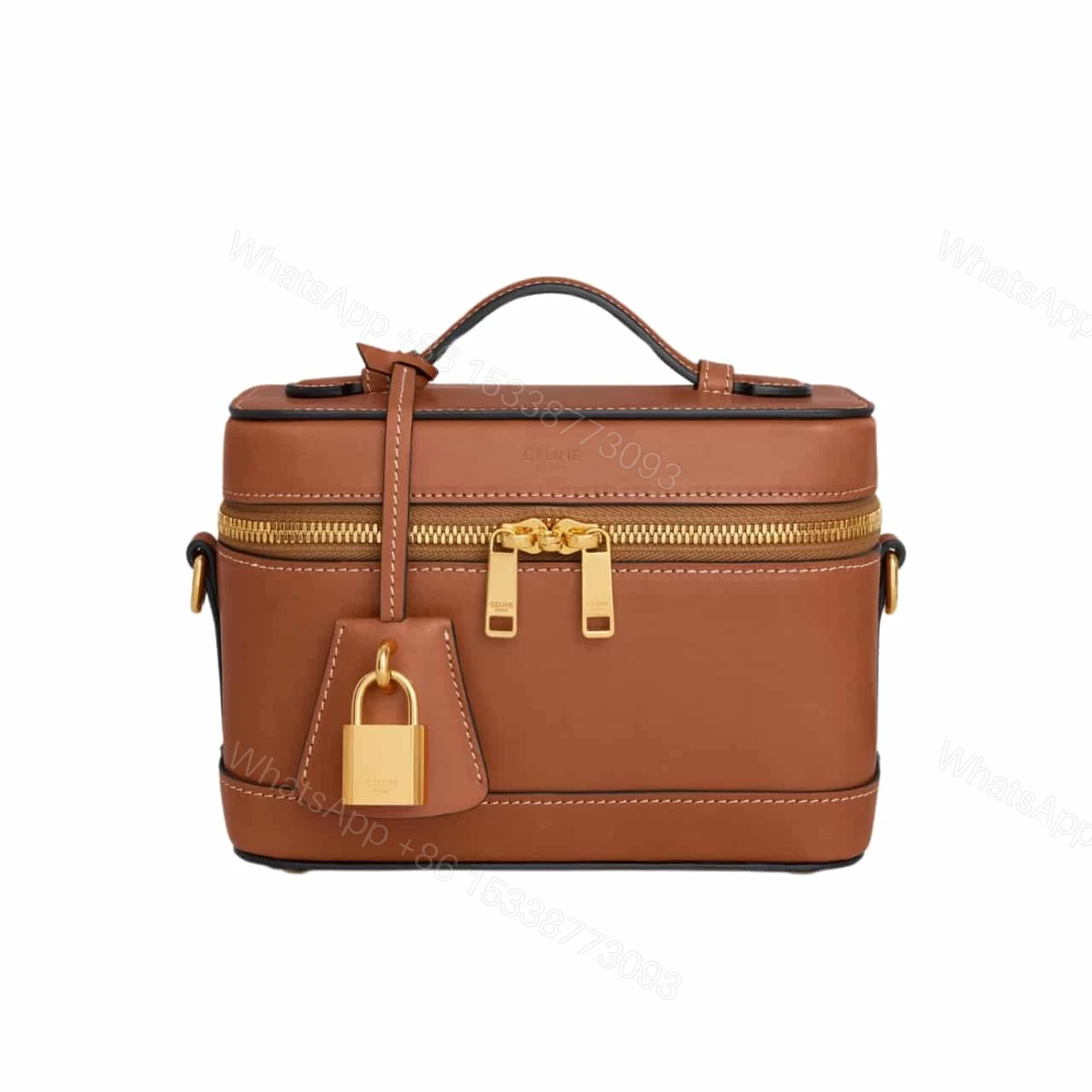 CELINE VANITY IN SMOOTH SATINATED LEATHER TAN 19CM 119463BFN 04LU — view 1