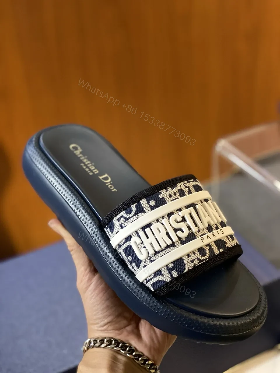 View 3 of Bold Graphic-Stripe Slides with All-Day Comfort