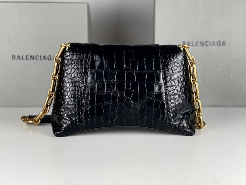 View 3 of Chic Crocodile-Texture Messenger Bag with Gold Accents