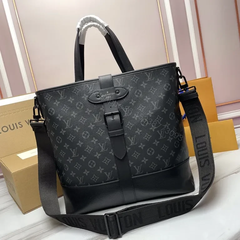 Black Monogram Tote: Coated Canvas Luxury, All-Day Comfort Tote — view 1