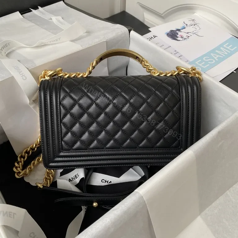 View 3 of Gold-Chain Quilted Flap Bag: Classic Chic Leather Carryall