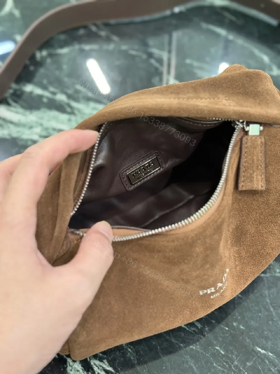 View 5 of Brown Suede-Texture Belt Bag — Minimal Hardware, Luxe Utility