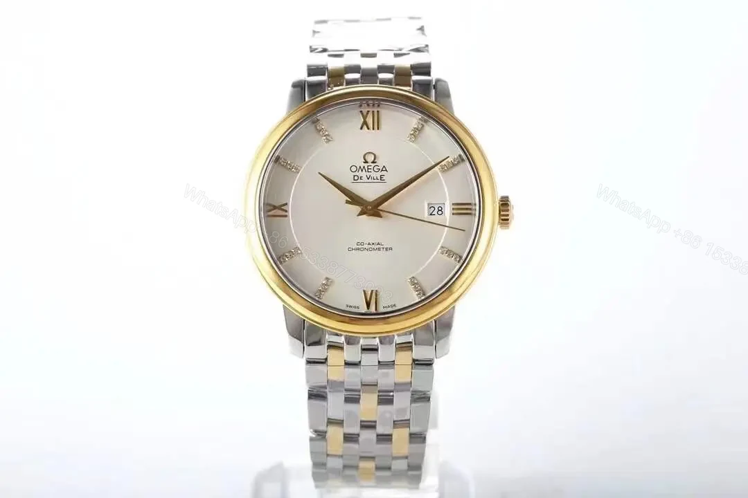 Omega De Ville Prestige Watch Silver Dial Two-Tone Stainless Steel and Gold Bracelet 39.5mm Elegant Business Style — view 1