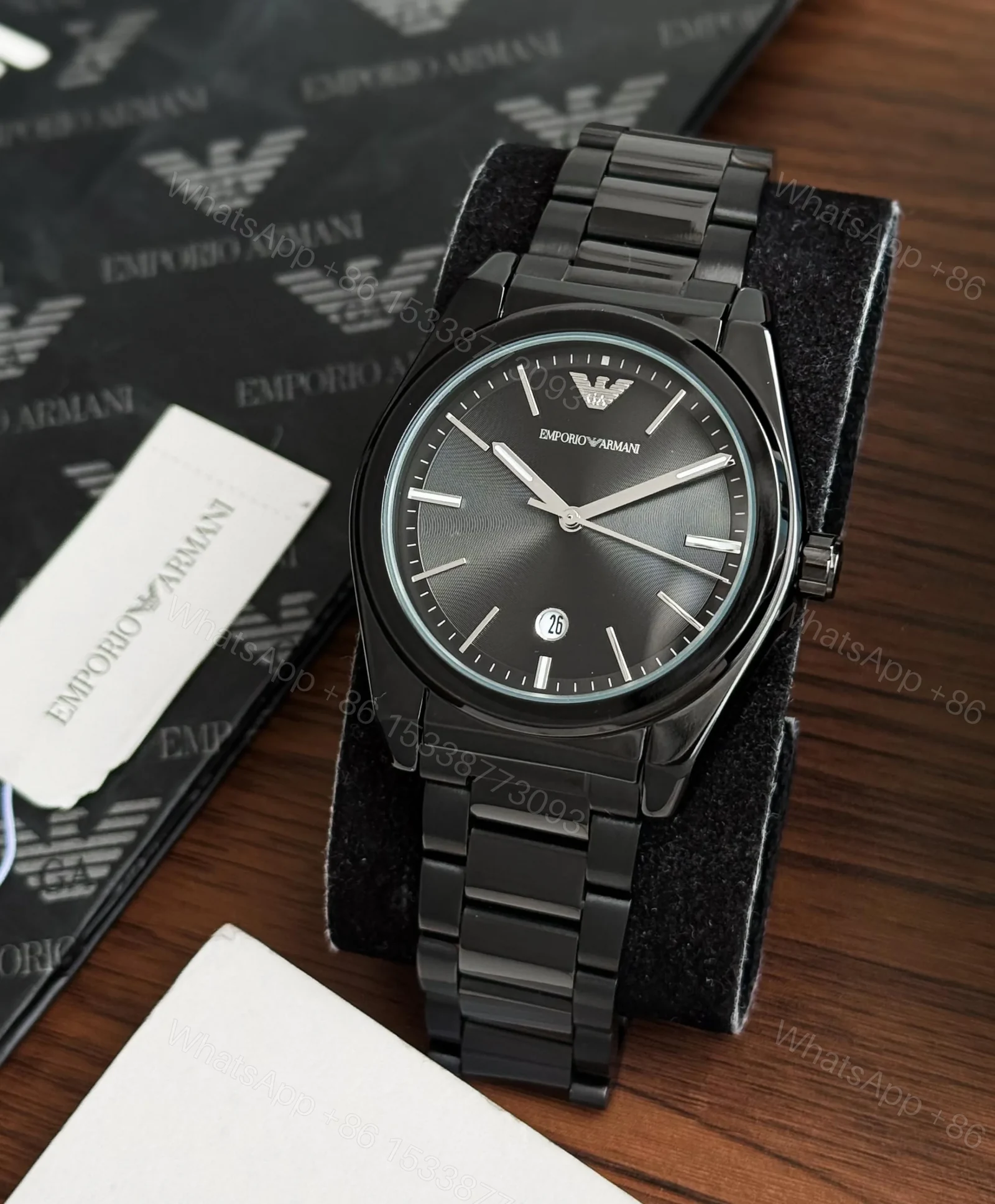View 2 of Armani Men’s Black Stainless Steel Analog Watch