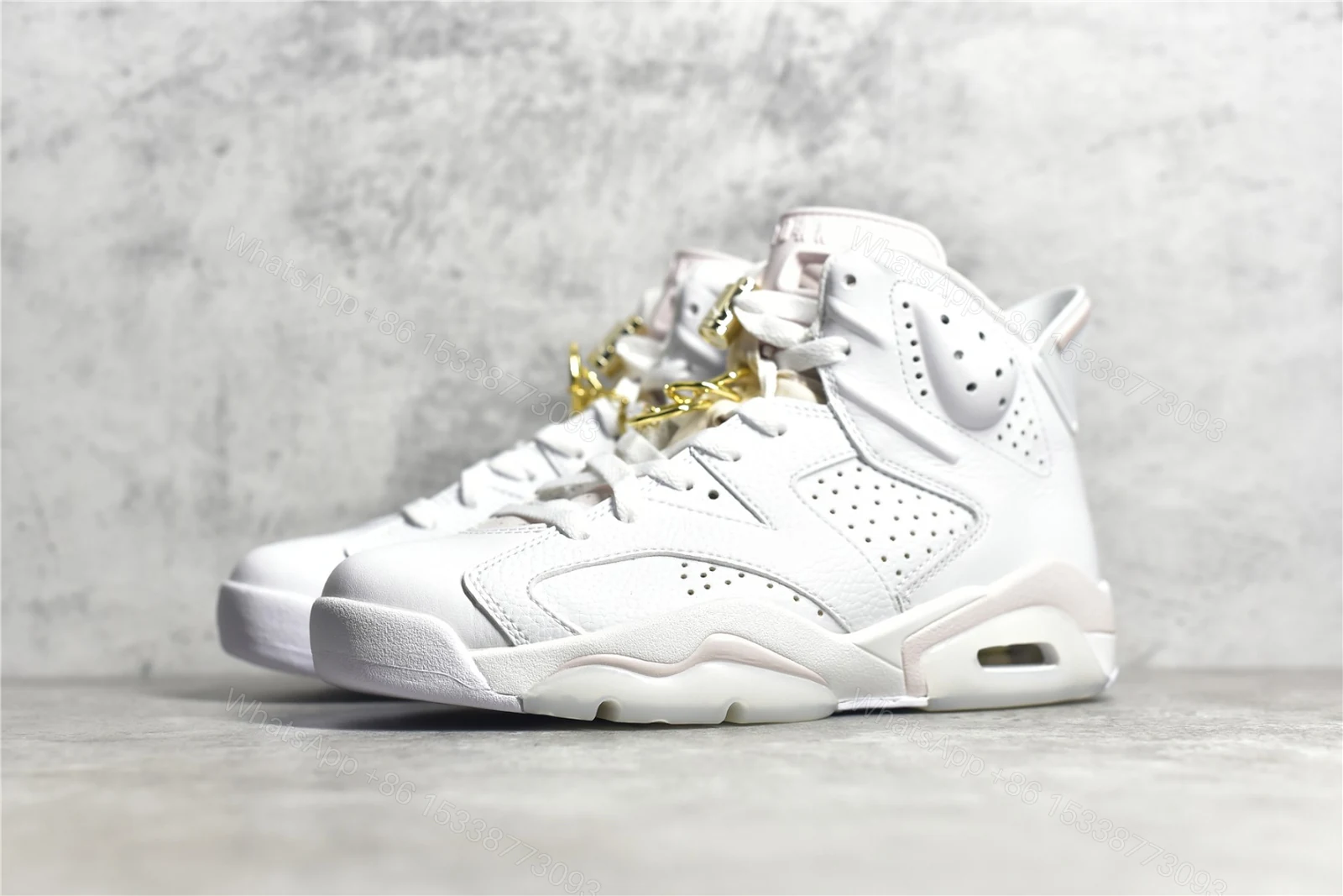 View 2 of Air Jordan 6 Gold Hoops Replica