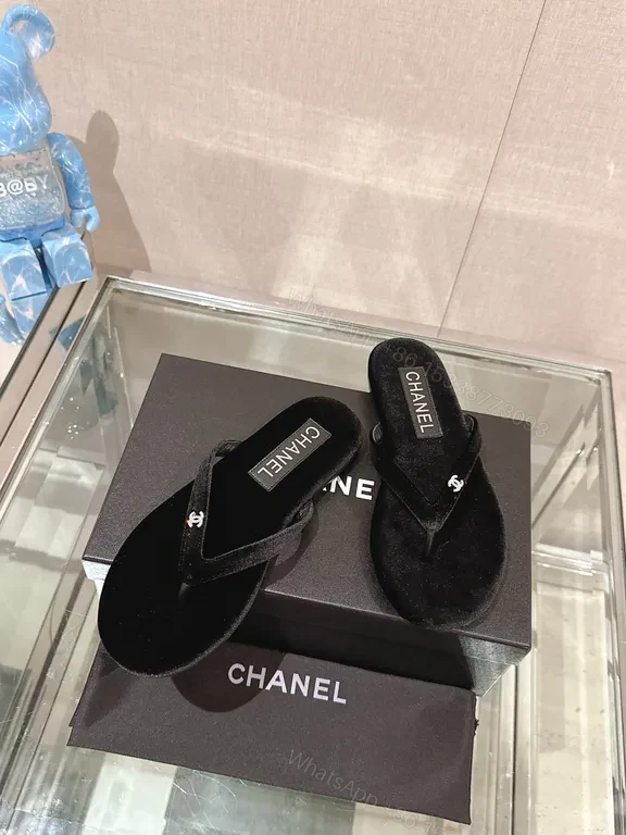 View 4 of Chic Velvet Slip-On Sandals with Luxe Chanel-Inspired Flair