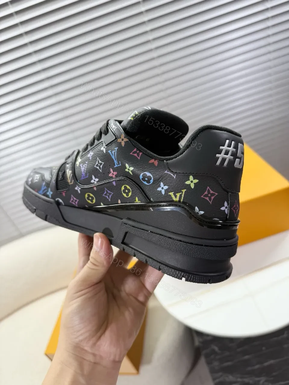 View 6 of Multicolor LV Monogram High-Top Sneakers with Luxury Comfort