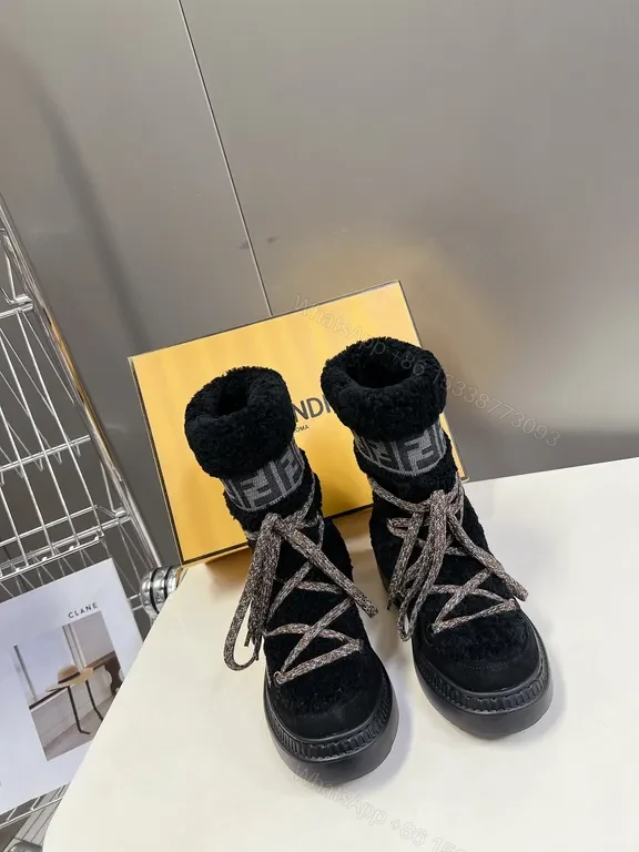 View 4 of Statement Knit Boots: Luxe Fendi-Inspired High-Tops with Plush Warmth