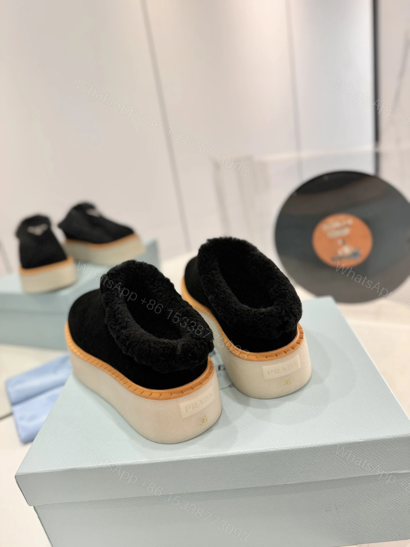 View 8 of PRADA SUEDE MULES BLACK
