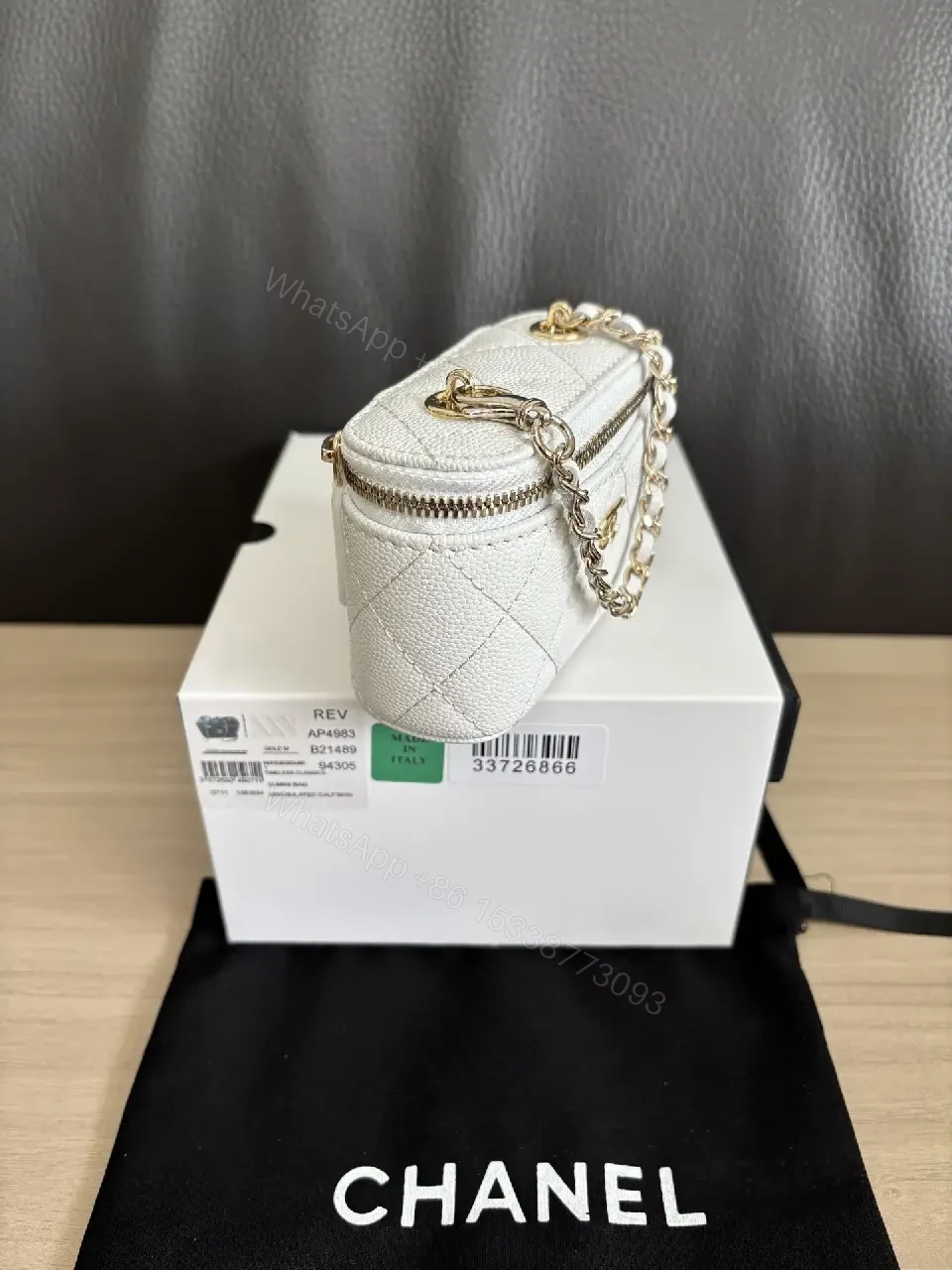 View 6 of White Quilted Mini Bag with Gold Chain, Luxe Everyday Carry