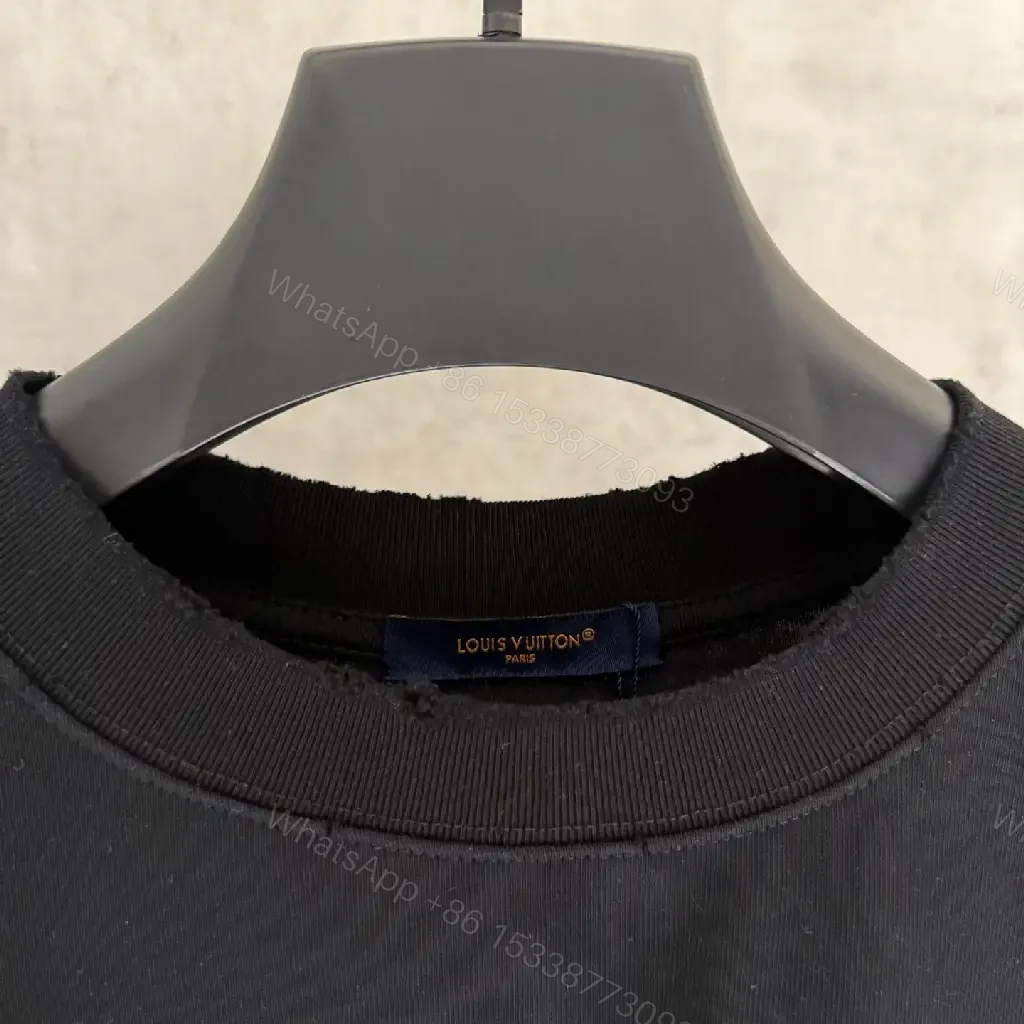 View 10 of Oversized Cotton Tee with Subtle Embroidery, Minimalist Luxe + Black