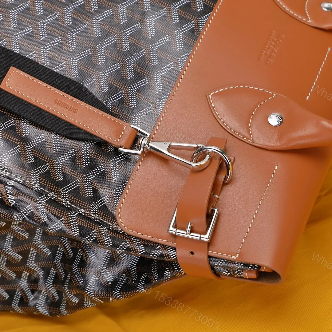 View 6 of Goyard Black Goyardine & Brown Leather Steamer Bag