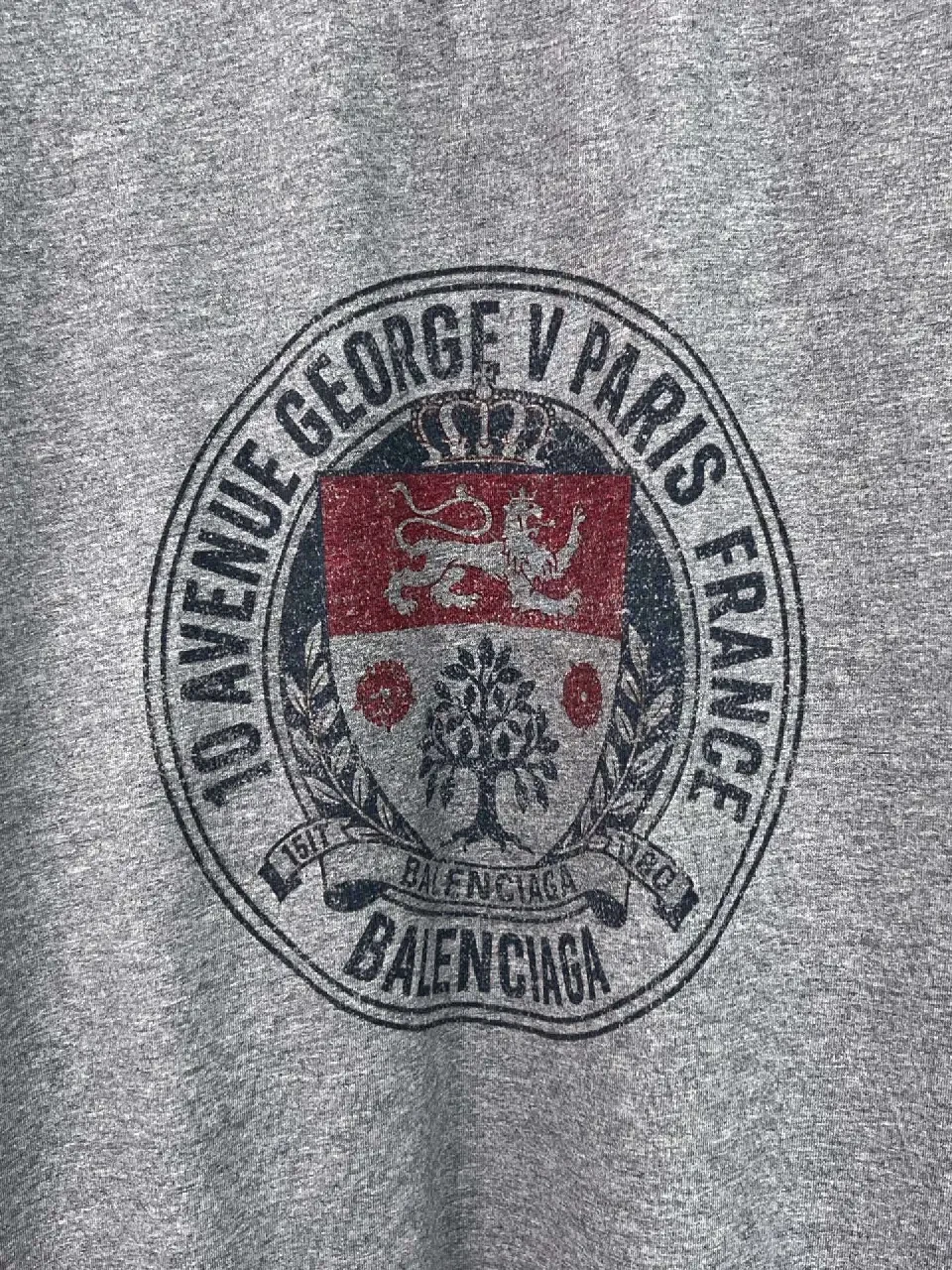 View 8 of Grey Cotton Crest Tee - Vintage Crest, Relaxed Fit, Premium Texture