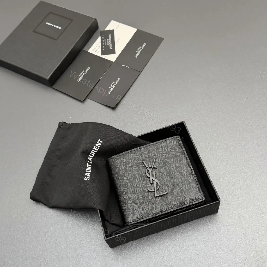 View 5 of Compact Leather Wallet with Signature Hardware - Minimalist Luxury