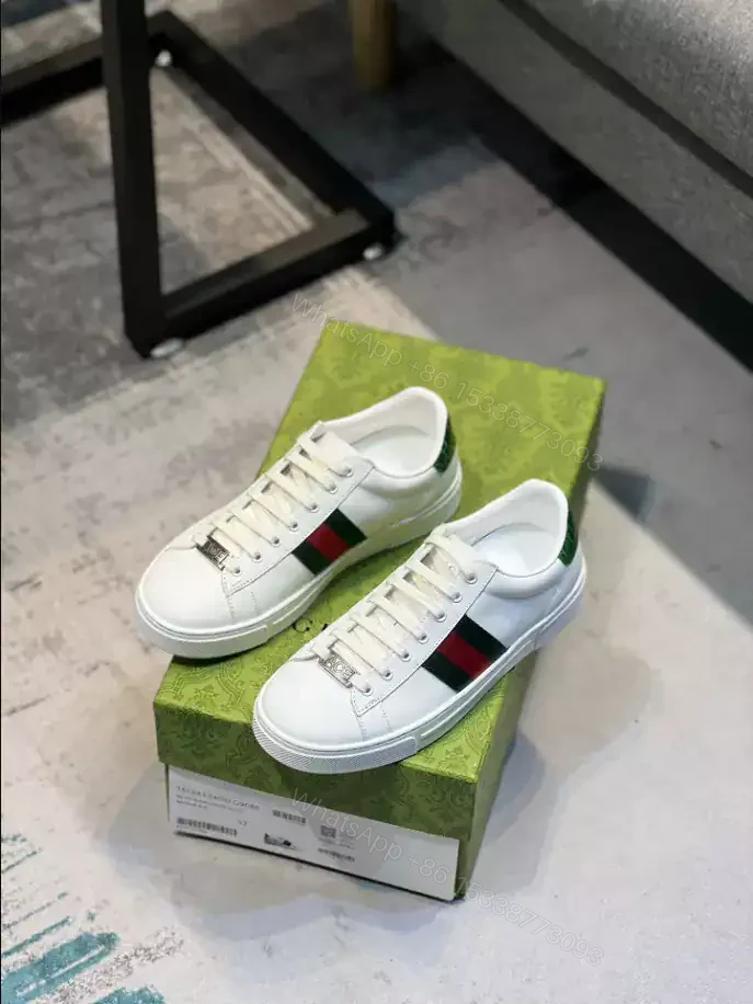 View 2 of GUCCI ACE LEATHER SNEAKER WITH GREEN CROCODILE – GC229