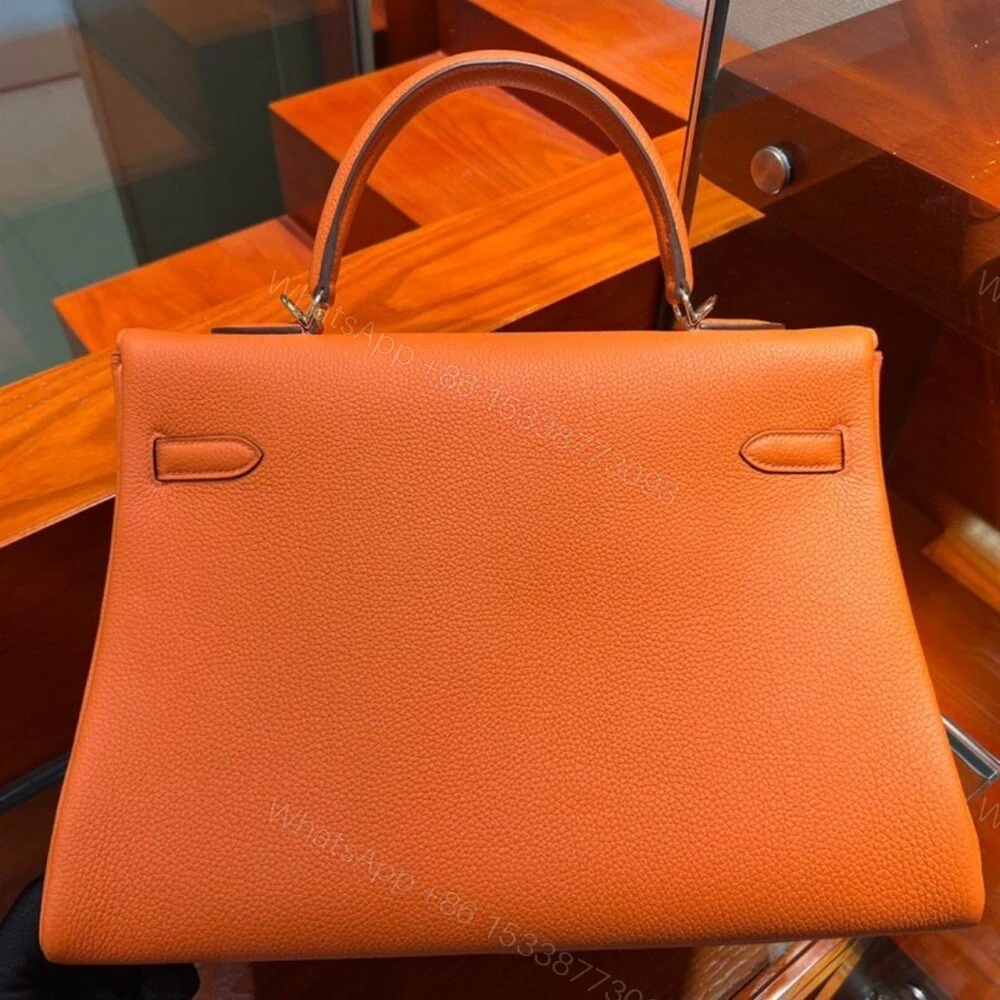View 3 of Hermes Kelly Gold Hardware Orange Epsom 35Cm