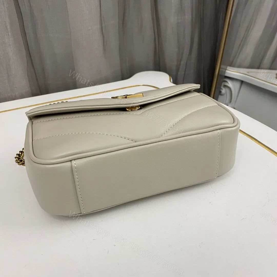 View 4 of YSL Loulou medium in Matelassé Lambskin White