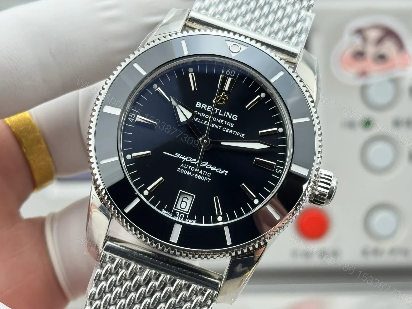 View 4 of Breitling Superocean Heritage B31 Black Replica 42MM Premium Milanese Bracelet Edition AB3111241B1A1