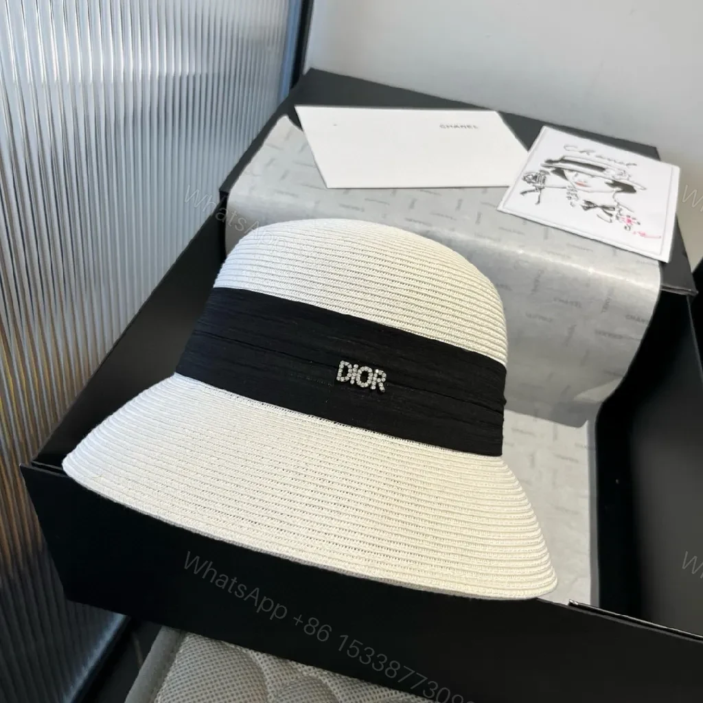 View 9 of White Straw Hat Black Band Ultra-Luxe Sun Artistry