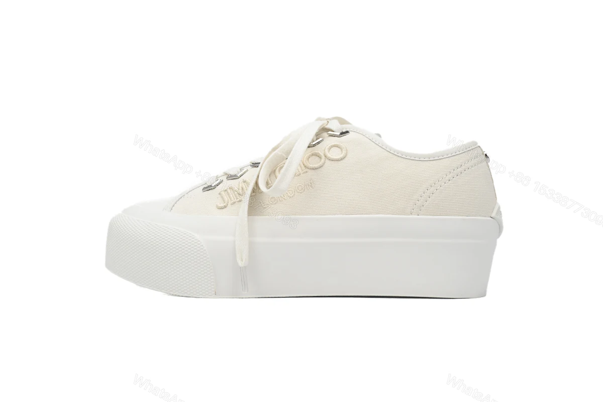 View 7 of Women's Jimmy Choo Palma Maxi White Canvas Platform Trainers