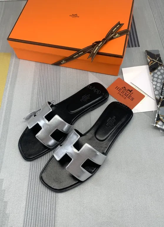 View 5 of HermÃ ̈s Oran Sandals: Metallic-H Leather, Luxe Open-Toe Footwear