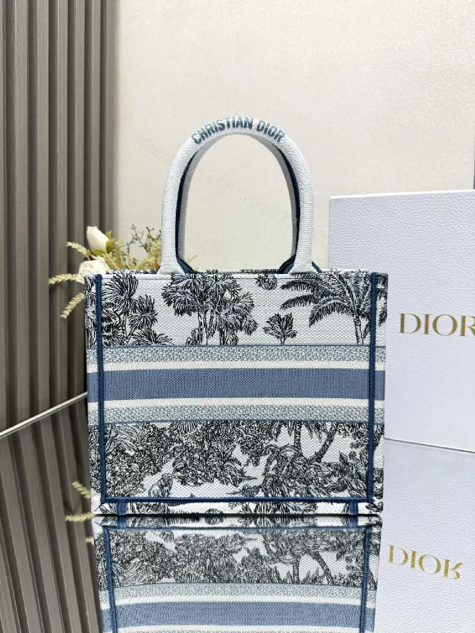 View 9 of Bold Coastal Canvas Tote: Structured, Palm-Print Tote