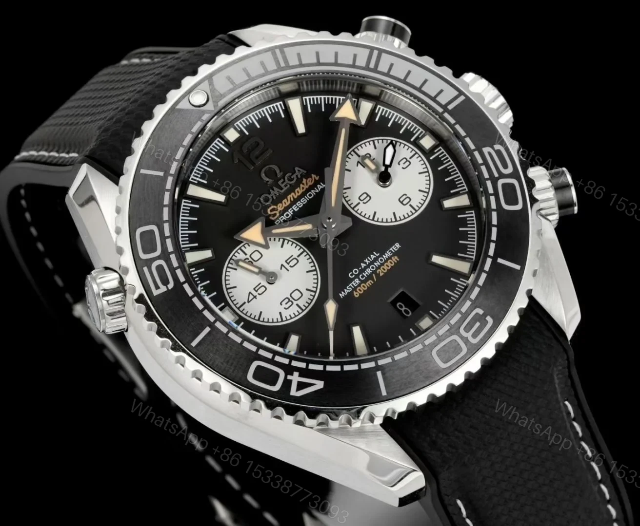 View 4 of Omega Seamaster Planet Ocean 600M Chronograph 45.5mm Beige Dial Burgundy Ceramic Bezel Rubber Strap Automatic OMG-PO600-CHRONO-21532465109001-RUBBER