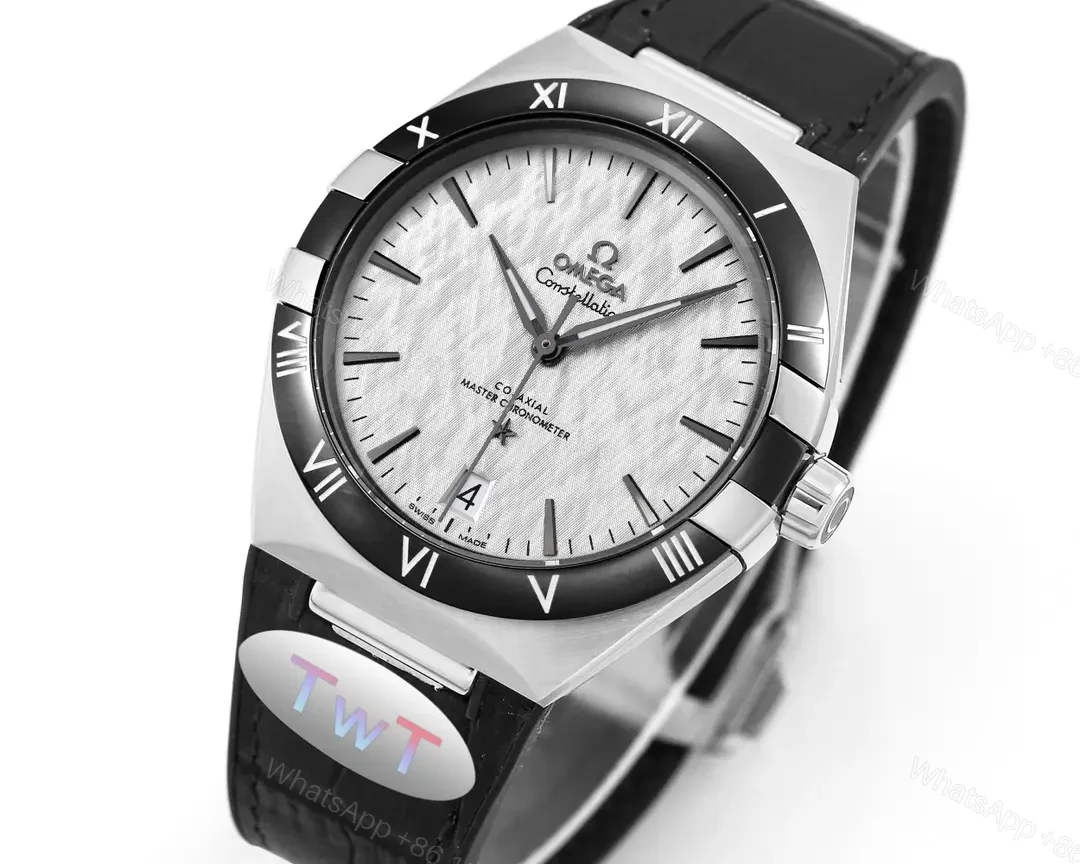 View 2 of Omega Constellation Meteorite Series 5th Generation 41MM Watch Black and Silver with Black Leather Strap