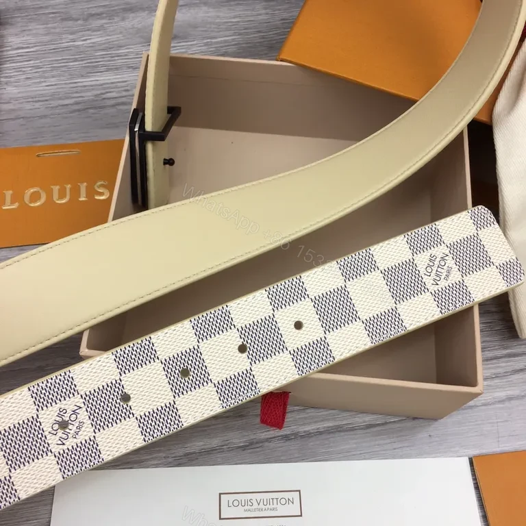 View 5 of Damier Signature Belt: LV-Inspired Bold Buckle Accessory