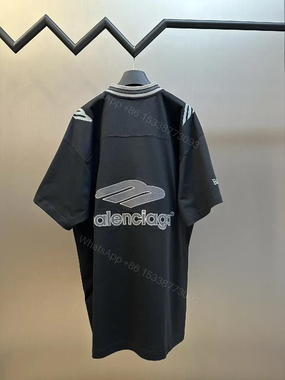View 2 of Bold Jersey Hybrid Tee: Luxe Detailing, Oversized Logo Statement