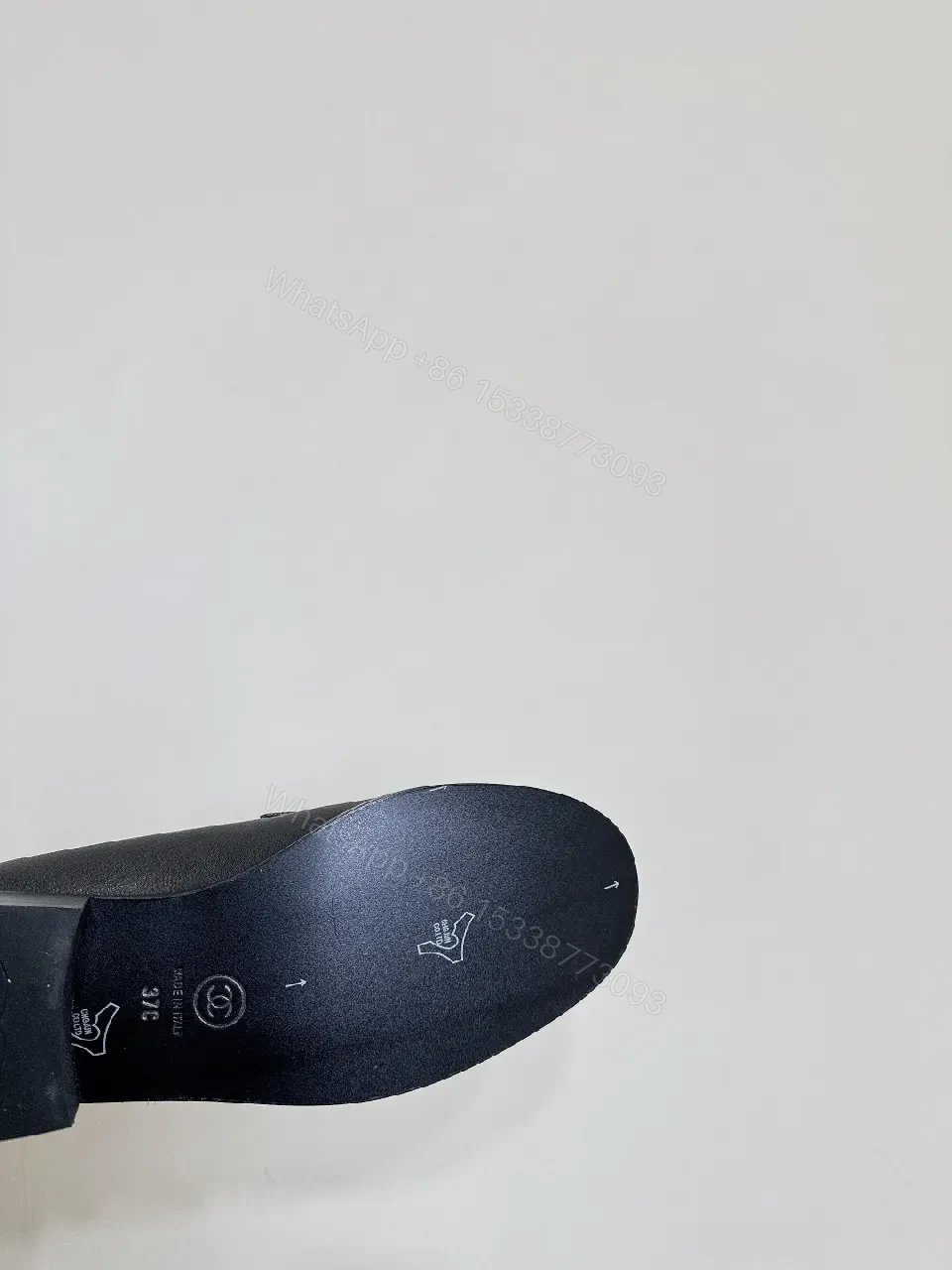 View 7 of Black Leather Slip-On with Logo Strap – Modern Luxe Comfort