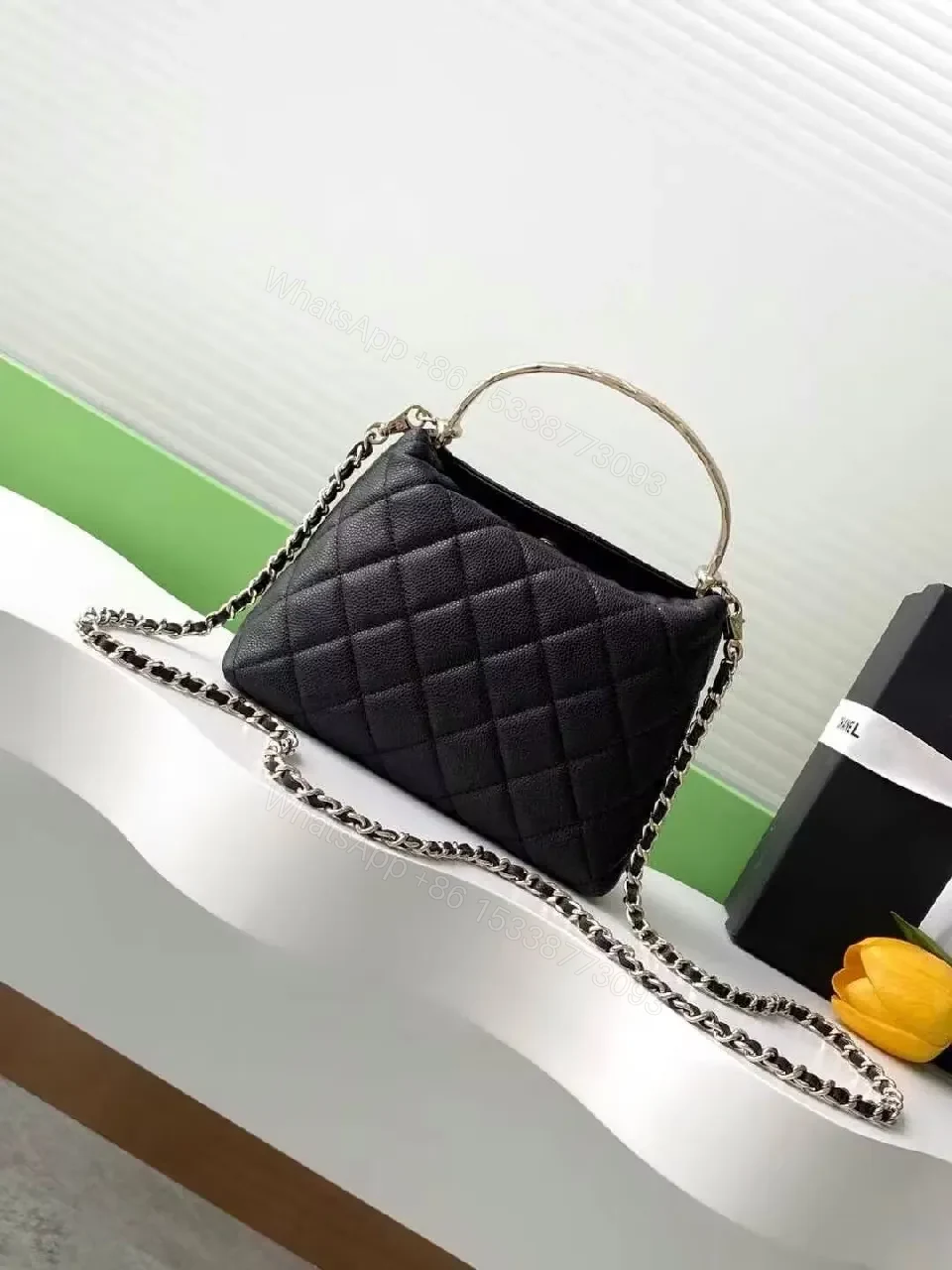 View 4 of Quilted Mini Bag with Gold Hardware—Chic, Compact Style