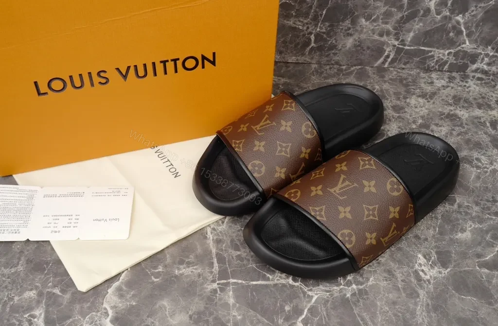 View 2 of Monogram Luxe Sandals: PU Slide, LV-Inspired, All-Day Comfort
