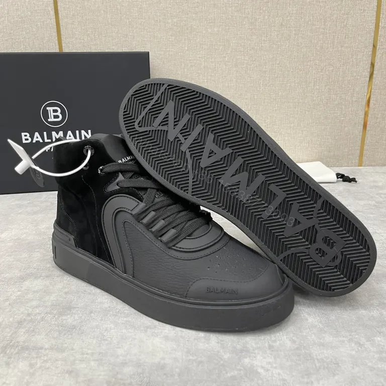 View 3 of Monochrome Balmain High-Top: Premium Leather Sneaker