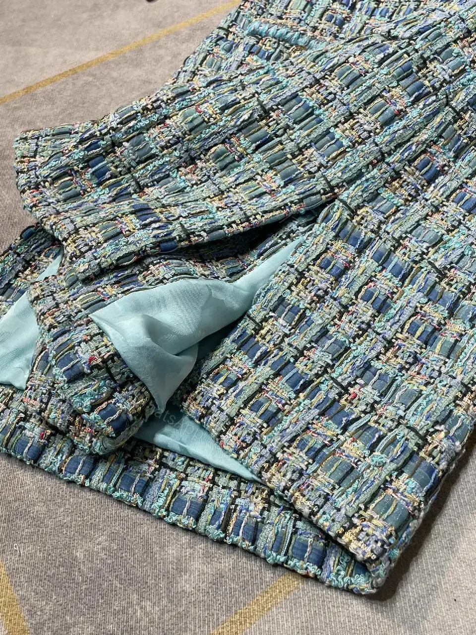 View 10 of Tweed Sleeveless Dress: Textured Button Front, Chic A-Line