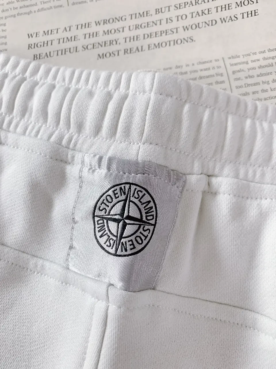 View 5 of White Cotton-Blend Sweatshorts, Drawstring, Pockets, Logo Patch Short