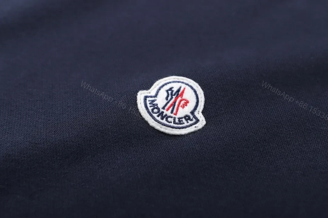 View 7 of Navy Cotton Crewneck with Subtle Moncler Badge Feature