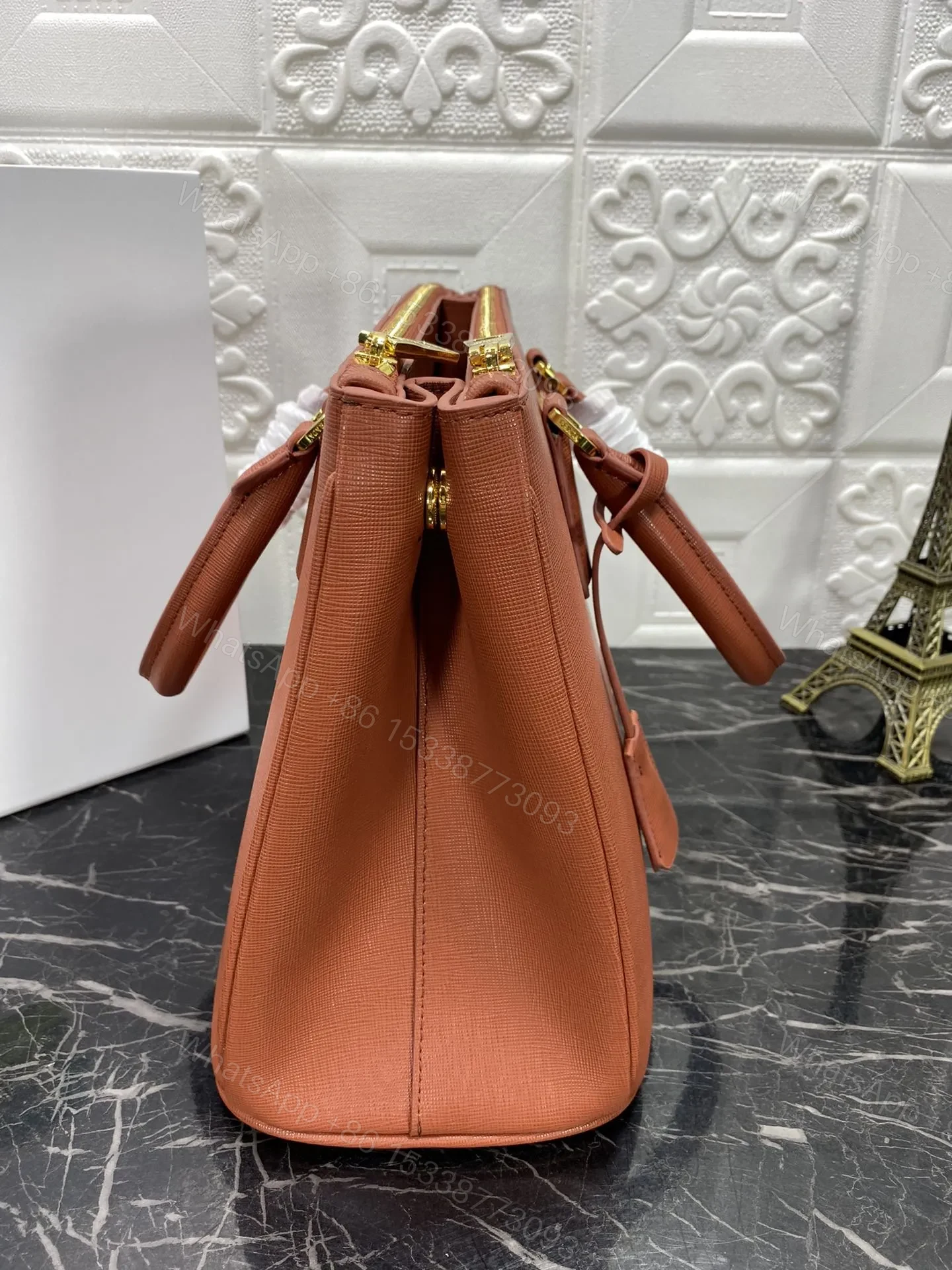 View 5 of PRA GALLERIA 32 BAG IN BRONZE ORANGE SAFFIANO LEATHER