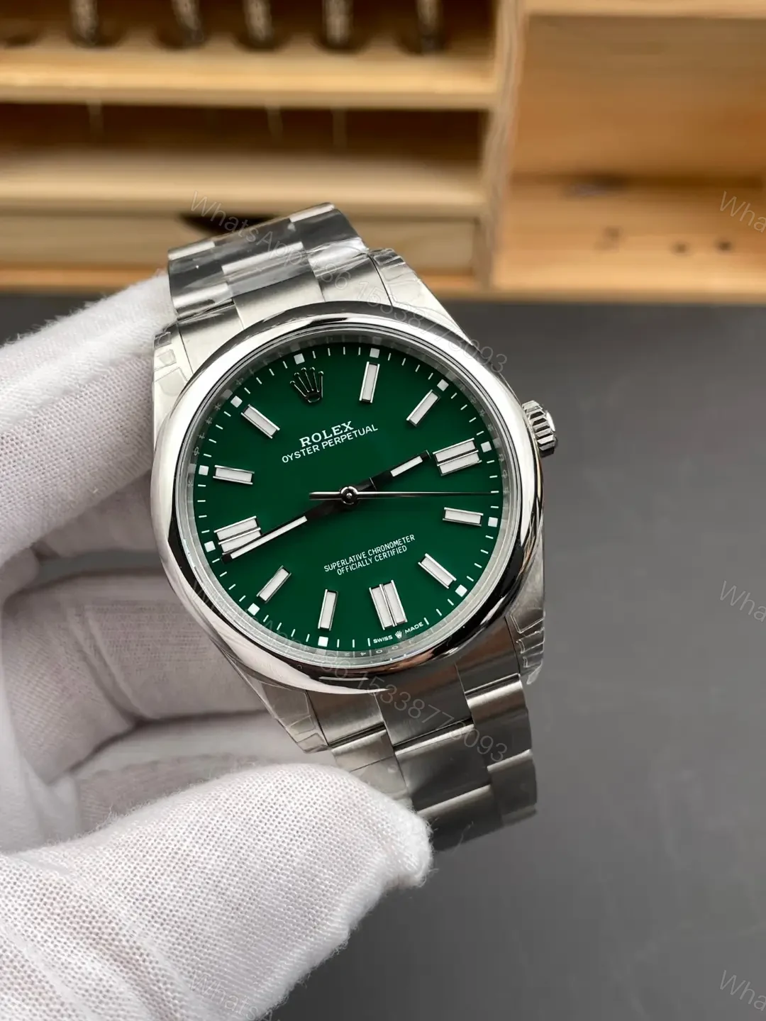 View 2 of Rolex Oyster Perpetual 41 124300 Green Dial Watch 124300-0005